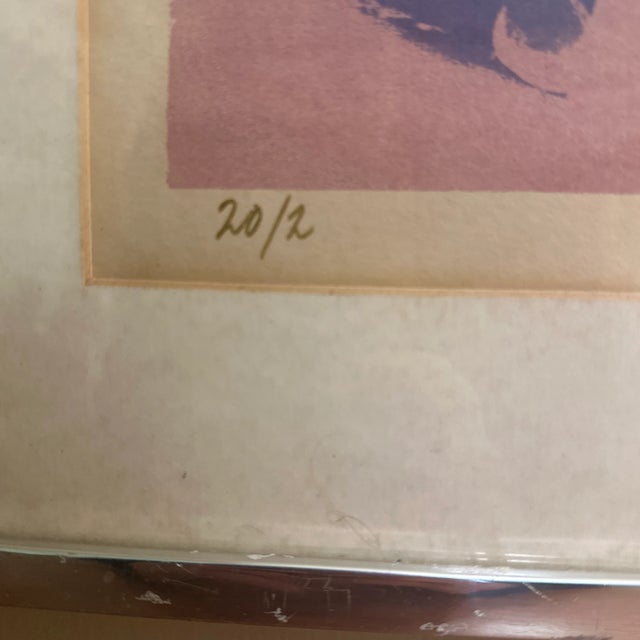 Amethyst 1970s Modernist Abstract Expressionist Framed Pair of Prints Blue Purple Signed For Sale - Image 8 of 13