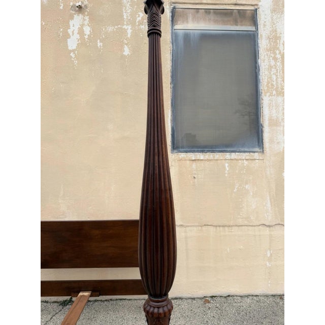 Henredon Georgian Chippendale Mahogany Queen Size Tall Carved Finial Poster Bed For Sale - Image 9 of 17