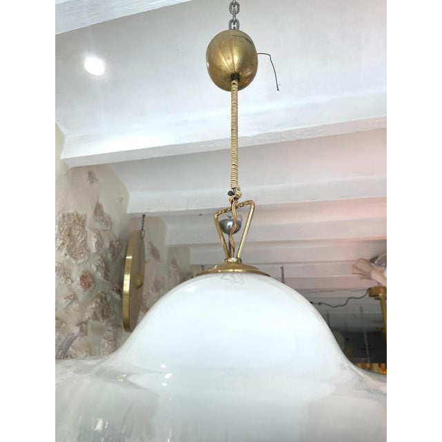 White Murano Glass Suspension attributed to Vistosi, Italy, 1980 For Sale - Image 9 of 11