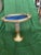 Custom Made Port Hole Side Table With a Bell & Rope Base & Blue Swirl Stained Glass Table Top Insert. Actual Port Hole...