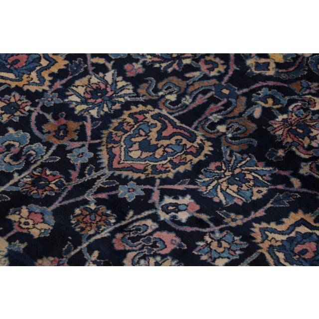 Vintage Turkish Floral Wool Gallery Runner in Blue by Rug & Kilim, 1950-1959, Turkey For Sale In New York - Image 6 of 13