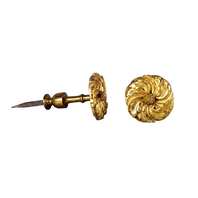 Neoclassical Gilt Bronze Curtain Tiebacks with Floral Rosette Motif, France, 19th Century, Set of 2 For Sale - Image 11 of 11