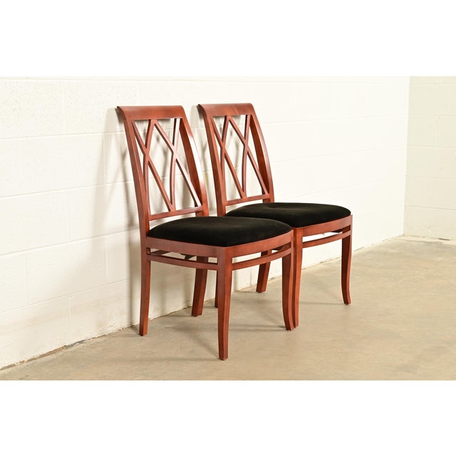 Late 20th Century Bernhardt Regency Carved Mahogany Side Chairs or Dining Chairs | Pair For Sale - Image 5 of 15