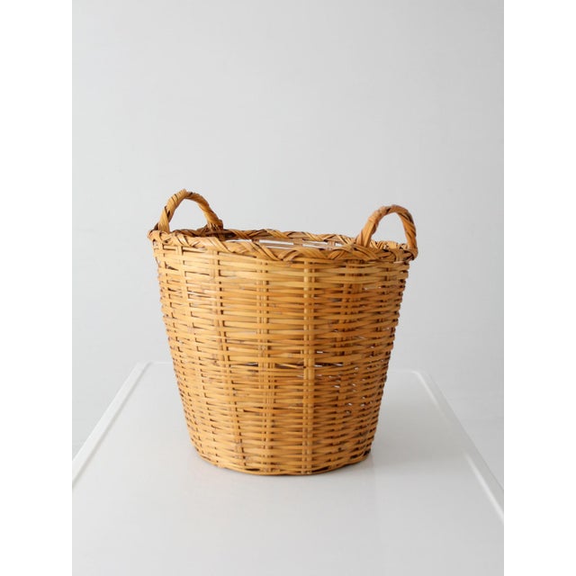 Brown Vintage Woven Wicker Basket For Sale - Image 8 of 11