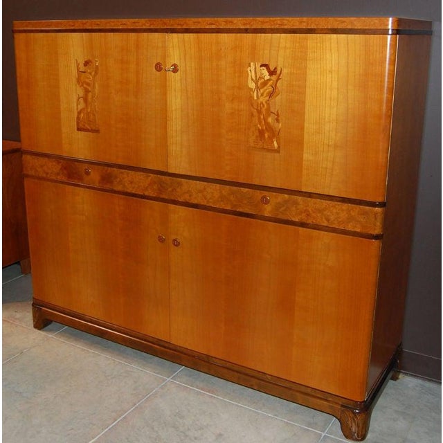 Swedish Art Deco Intarsia Storage, Bar Cabinet For Sale - Image 10 of 11