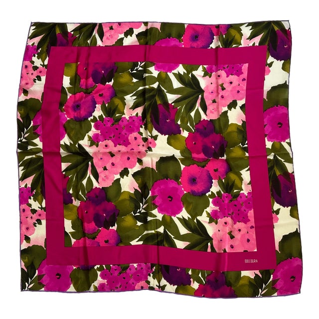 Bill Blass Silk Scarf Textile Wall Hanging For Sale