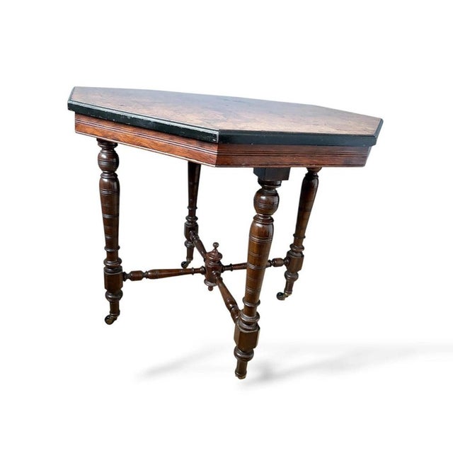 Brown Antique Victorian Octagonal Burr Walnut Dining Table For Sale - Image 8 of 10