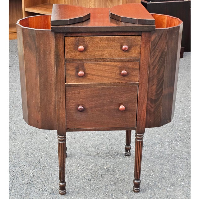 Early 20th C. Martha Washington Walnut and Mahogany Sewing Cabinet Side Table For Sale In Washington DC - Image 6 of 10
