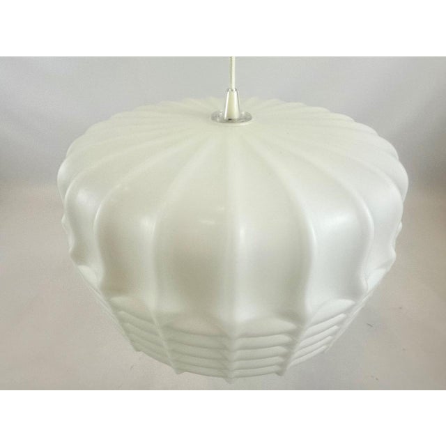 Mid-Century Modern Large Milk Glass Pendant Lamp from Osvětlovací Sklo Valašské Meziříčí, 1960s For Sale - Image 3 of 9