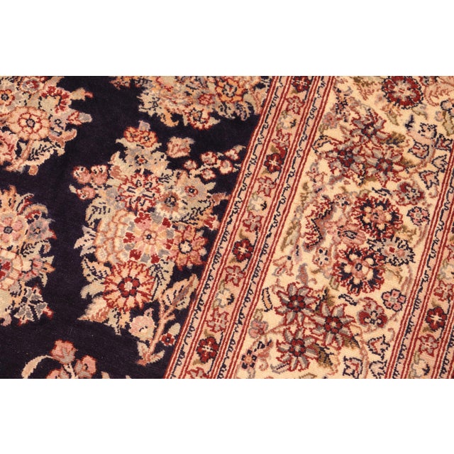 1990s Shabby Chic Medallion 1990's Pak-Persian Blue/Beige Wool Rug - 6'1'' X 9'1'' For Sale - Image 5 of 9