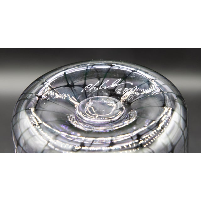 2000 - 2009 Tom Philabaum Reptilian Series Iridescent Art Glass Vase – Signed 2000 – 11.5” H For Sale - Image 5 of 6