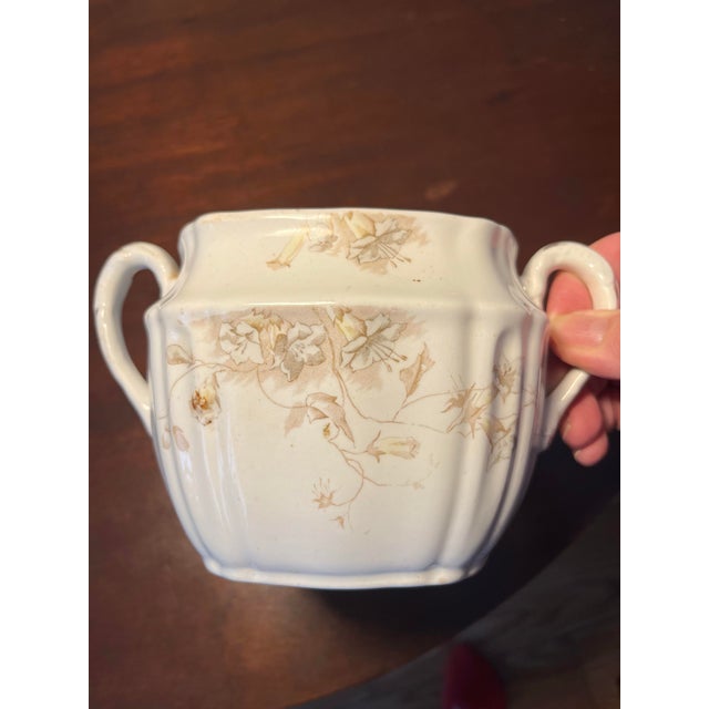 Art Nouveau Antique Johnson Bros. Royal Šemi Porcelain Biscuit Jar For Sale - Image 3 of 7