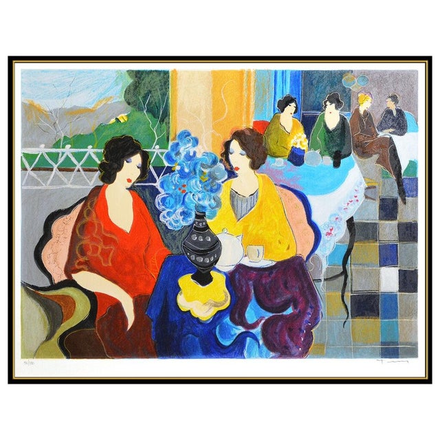 Post Impressionist Late 20th Century Cafe On The Hillside, Itzchak Tarkay For Sale - Image 3 of 6