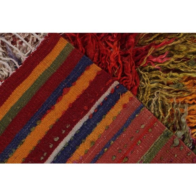 1950s Hand-Knotted Vintage Turkish Tulu Rug in Multicolor Shag Pile by Rug & Kilim For Sale - Image 5 of 6