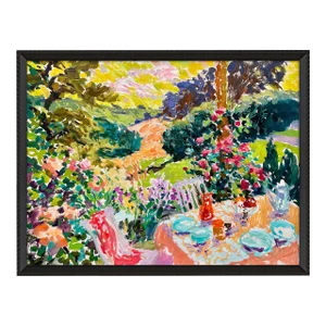 The Terrace at Old Granary Cottage by Hugo Grenville in Brimfield Black Frame, Art Print