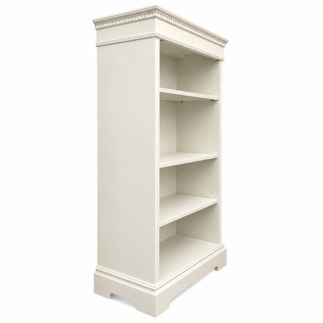 Antique Neoclassical Bookcase in Benjamin Moore Seapearl Lacquer For Sale - Image 4 of 8