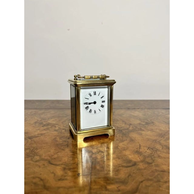 Antique Victorian Brass Carriage Clock, 1890s For Sale - Image 4 of 7