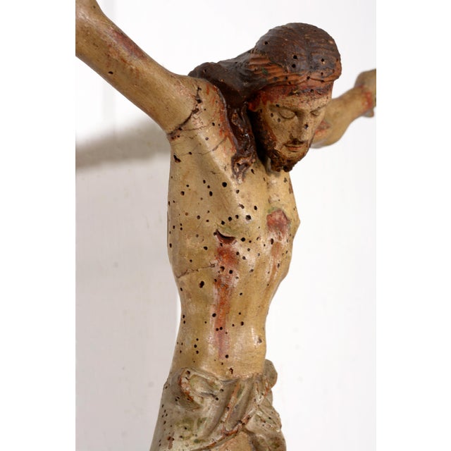 Wood Italian Artist, Corpus Christi Sculpture, 1800s, Polychrome Wood For Sale - Image 7 of 16