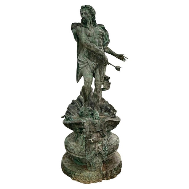 Green Greek Bronze Fountain of Neptune, Naples, Italy, 1980s For Sale - Image 8 of 8