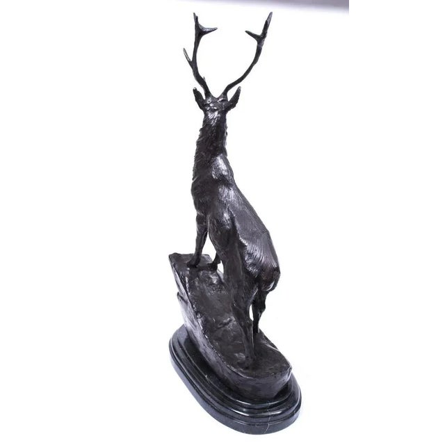 Metal Large Bronze Stag Statuettes after Moigniez, 20th Century, Set of 2 For Sale - Image 7 of 18