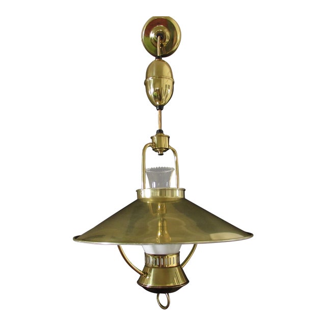 1950s Mid Century Western Brass Adjustable Retractable Pull Down