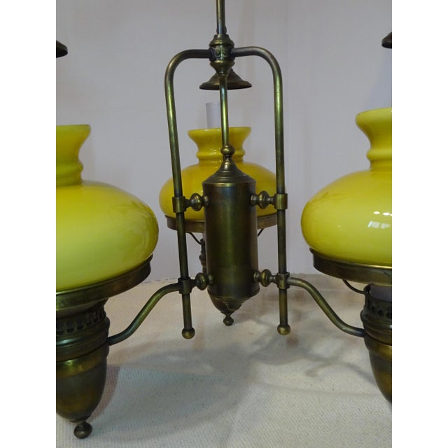 Large Vintage Three-Light Chandelier in Brass, Iron, and Glass, 1970s For Sale - Image 6 of 16