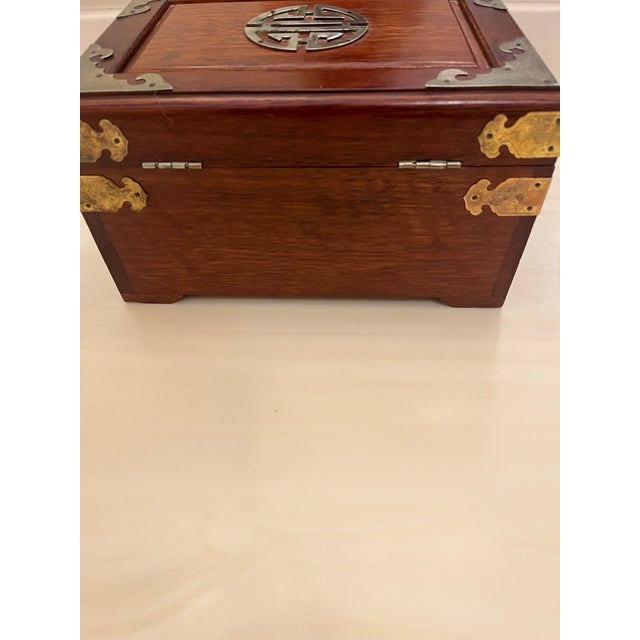 Mid 20th Century Beautiful Vintage Chinese Wooden Rosewood Jewelry Box For Sale - Image 5 of 12