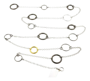 Gurhan Hoopla Dark & White Sterling & 24k Gold Circle Necklace
