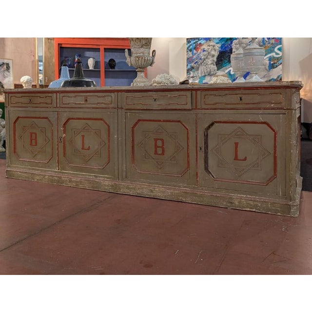 Lacquered Sideboard Counter with Alchemical and Pharmaceutical Symbol, Late 19th Century For Sale - Image 5 of 6