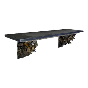 Early Paul Evans Sculpted Steel Poly Chrome Wall Shelf Console Table, 1960
