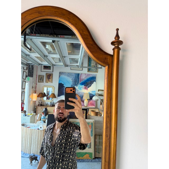 Brown Vintage Hollywood Regency Style Wood Wall Mirror by Drexel For Sale - Image 8 of 12