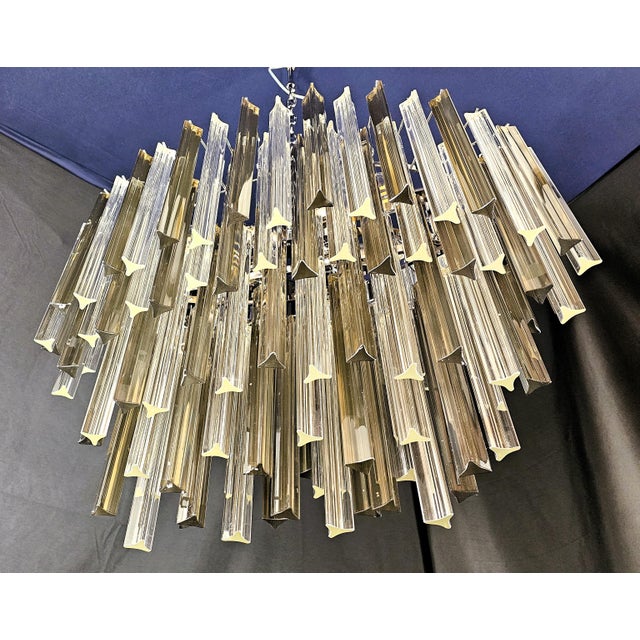 Vintage Murano Glass Trihedral Prisms Chandelier in the style of Venini, Italy, 2010s For Sale - Image 3 of 12