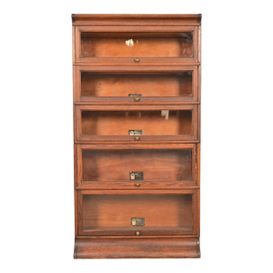 Antique Mission Oak Arts & Crafts Viking Five-Stack Barrister Bookcase, Circa 1900