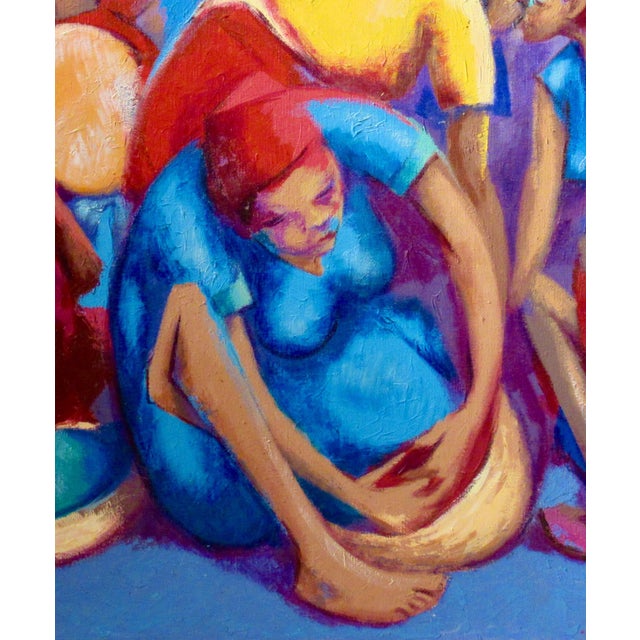 Modern Petion Savin Market Scene 1968 Painting For Sale - Image 3 of 7