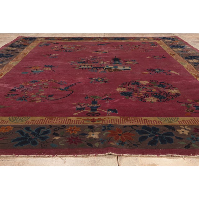 Antique Chinese Art Deco Rug, 09'00 X 11'08 For Sale - Image 9 of 10