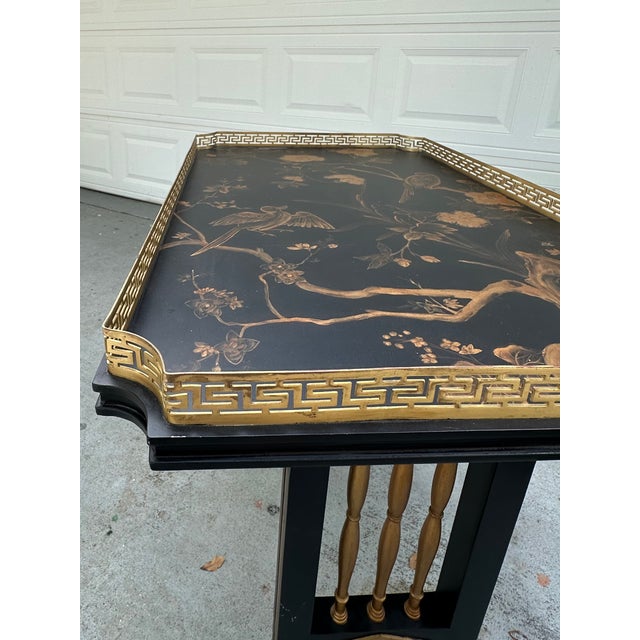 Wood Regency Style Black Gold Japonisme Lacquer Center Table After Gillows Lancaster. For Sale - Image 7 of 16