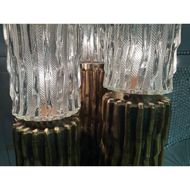 Sculpture Materials Antique Gold Leaf Plaster Cactus Lamp For Sale - Image 7 of 12