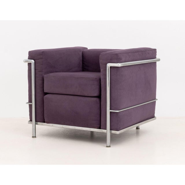 Purple Le Corbusier Lc2 Club Chairs, Pair For Sale - Image 8 of 9