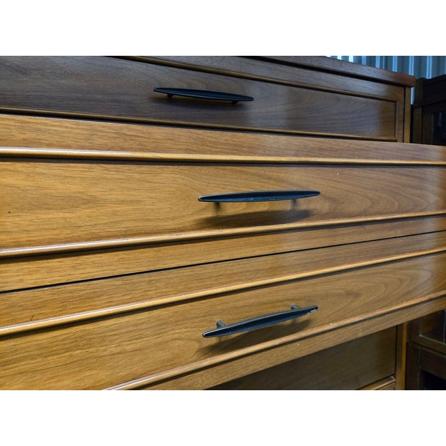 Mid-Century Modern 1960s Dixie Walnut Mid-Century Chest of Drawers For Sale - Image 3 of 12
