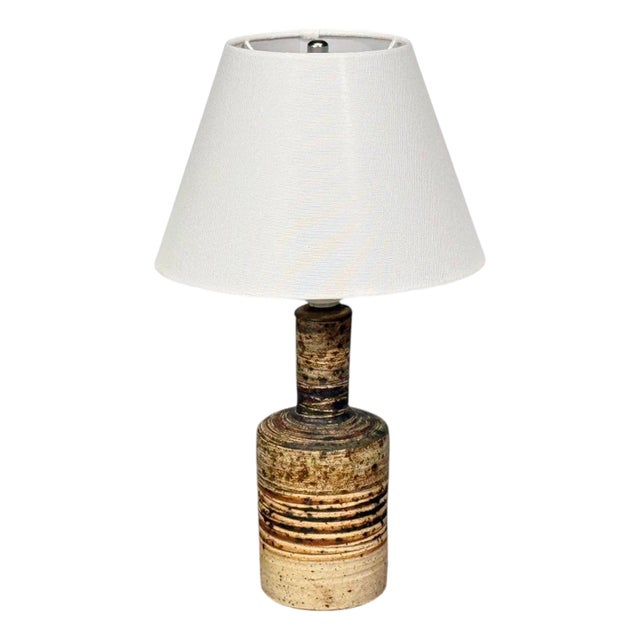 1950s Tue Poulsen, Table Lamp, Beige Stoneware, Denmark For Sale