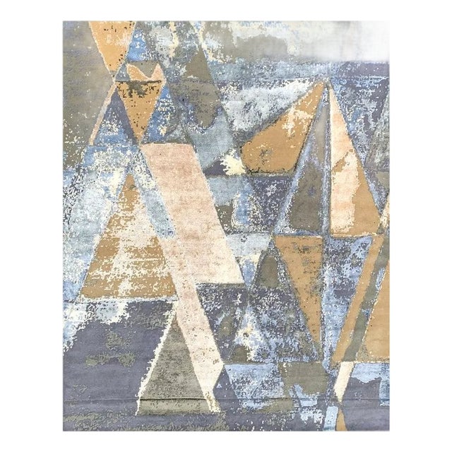 1990s Handwoven Modern Abstract Area Rug 8x10 For Sale