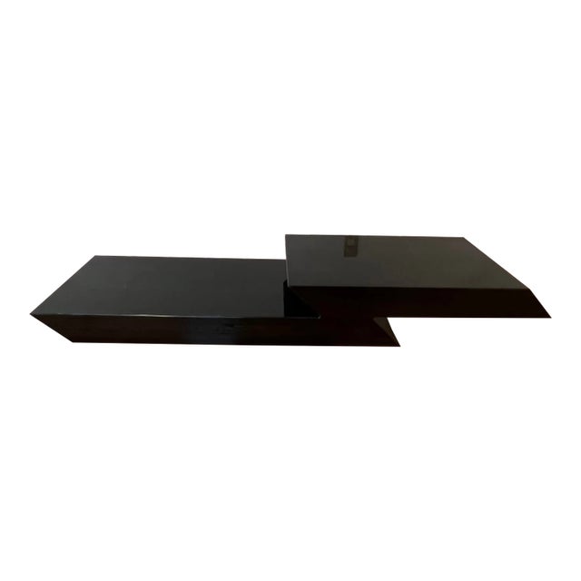 1980s Black Lacquer Floating Console Table For Sale