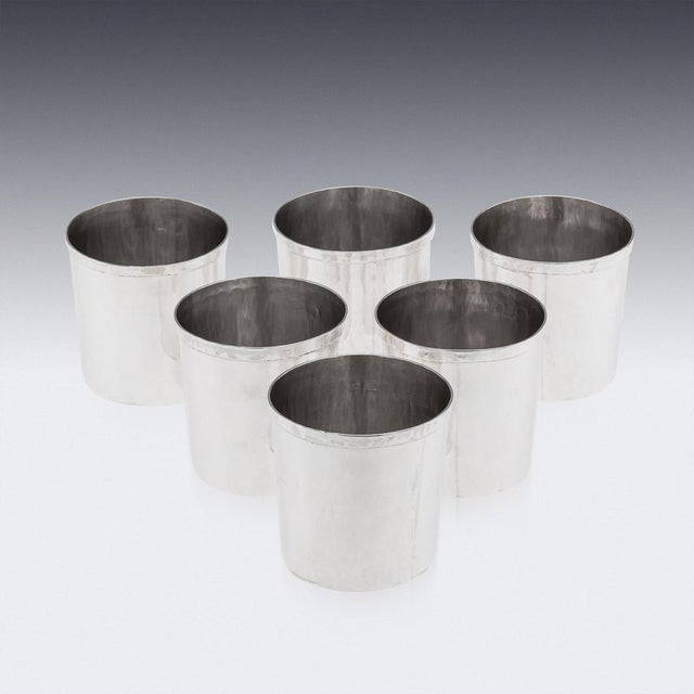 Vintage Italian Silver Ice Bucket and Beakers, Florence, Italy, 1970s, Set of 7 For Sale - Image 10 of 12