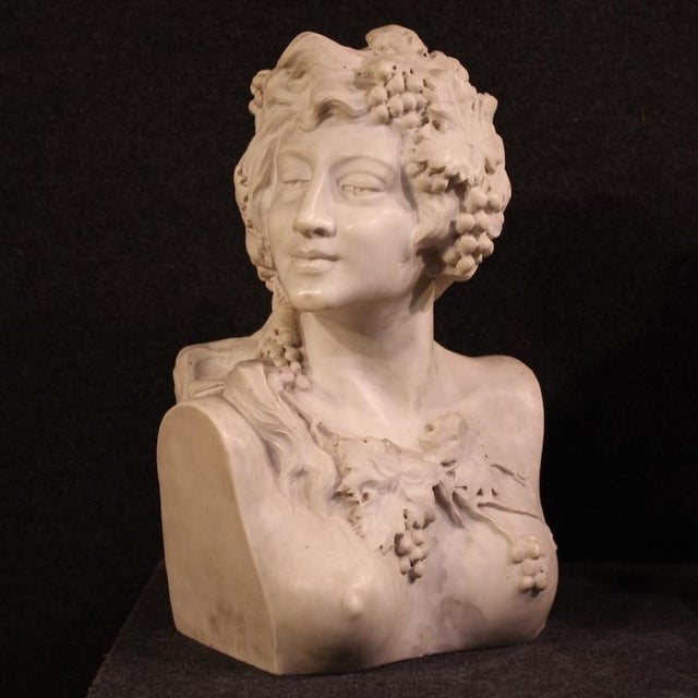 Satyr and Bacchante, 1880, White Marble Sculptures, Set of 2 For Sale - Image 12 of 13