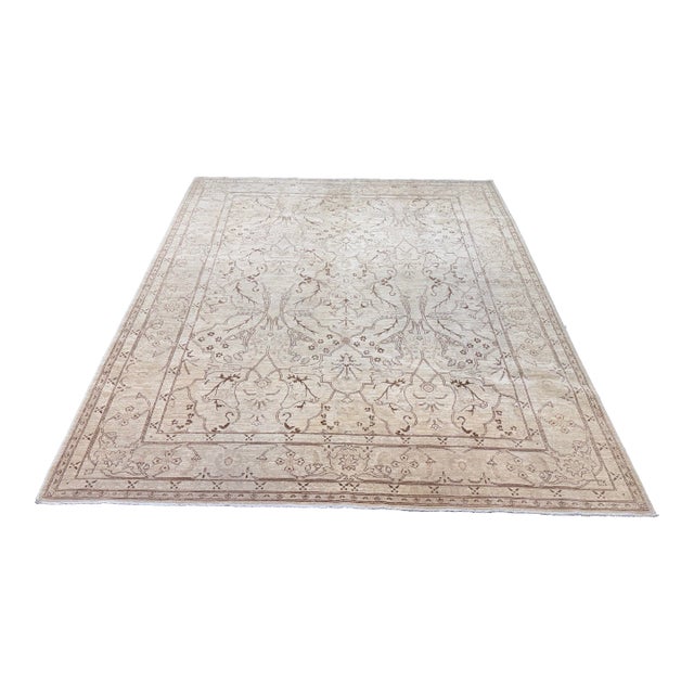 8ft × 9ft 9in Gallery Ephesus Oushak Area Rug in Taupe Tones For Sale