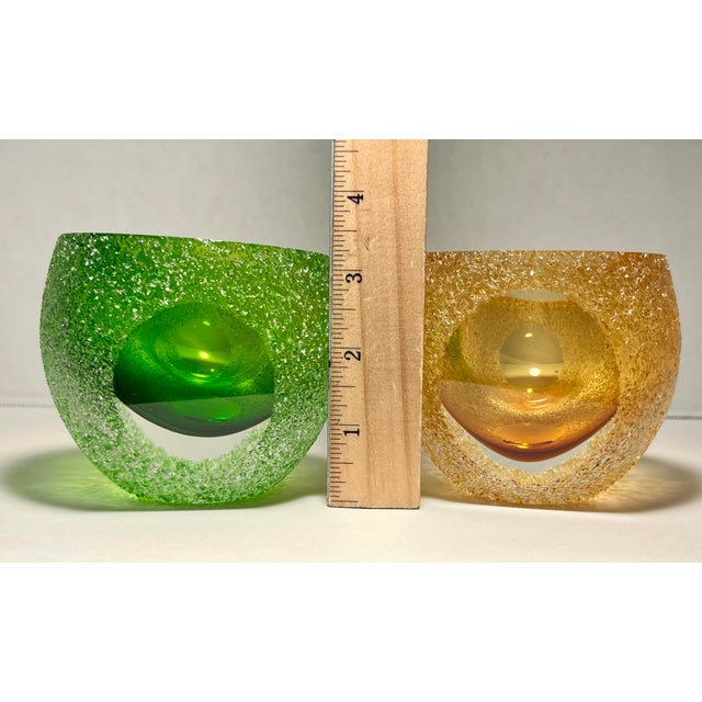 Set of 2 MCM Murano Sommerso Style Votive Candle Holders Geode Sugared Glass For Sale In Los Angeles - Image 6 of 10