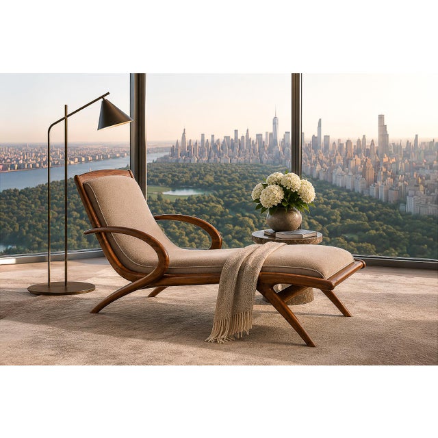 Textile Rare Brazilian Modern Chaise Lounge in Caviúna and Mohair, John Graz, 1950s For Sale - Image 7 of 18
