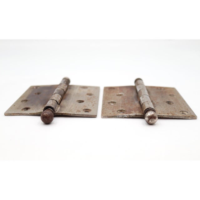 Traditional Pair of Vintage 4.5 X 4.5 In. Steel Door Hinges For Sale - Image 3 of 4