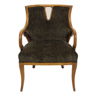 Vintage French Regency Style Leopard Upholstered Accent Chair For Sale