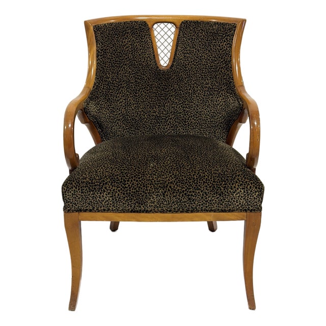 Vintage French Regency Style Leopard Upholstered Accent Chair For Sale